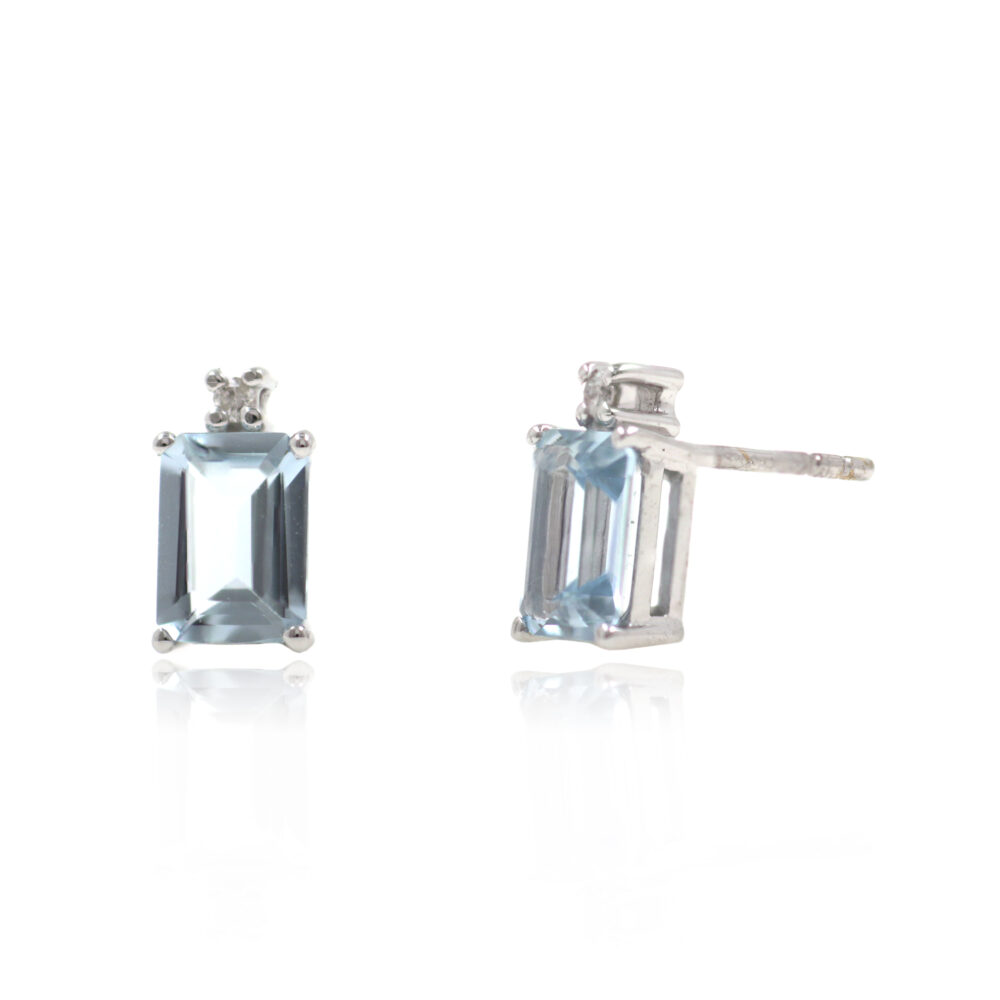 Pendientes Aguamarina con Diamante