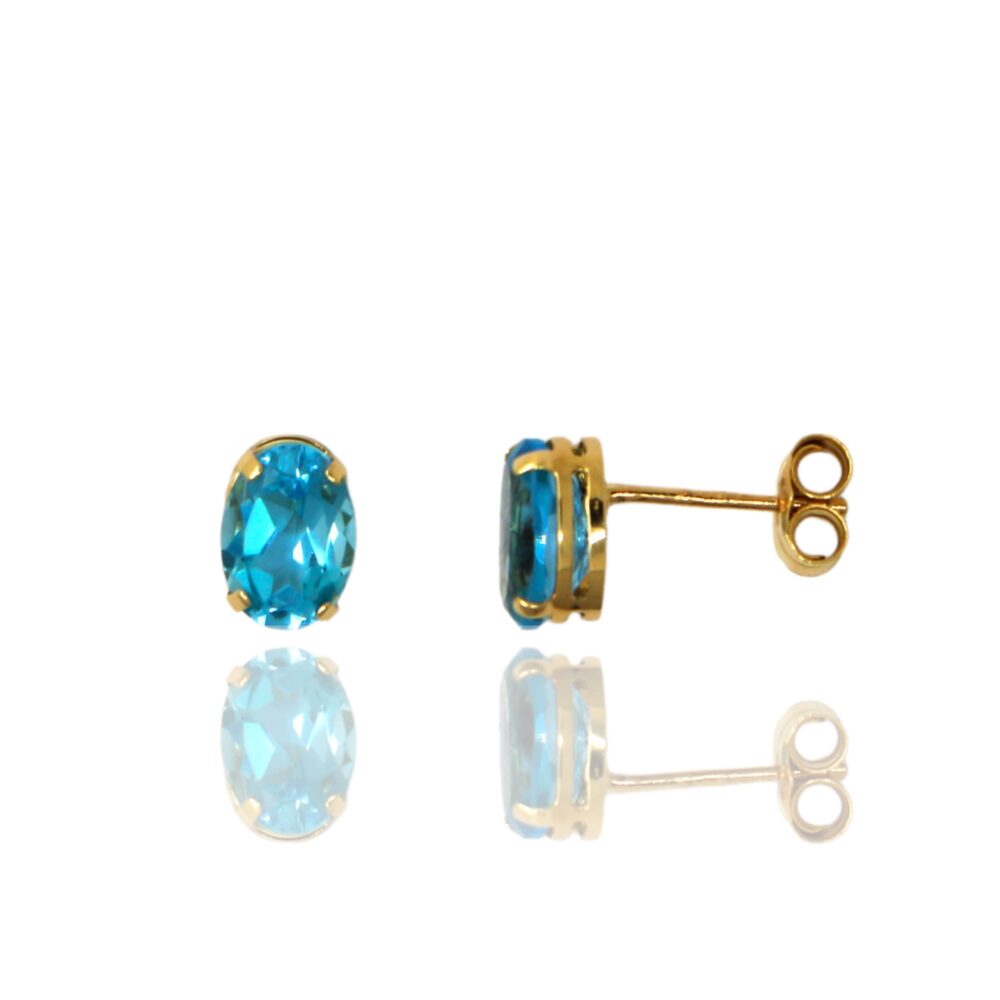 Pendientes Oro Amarillo Topacio SwissBlue Redondos