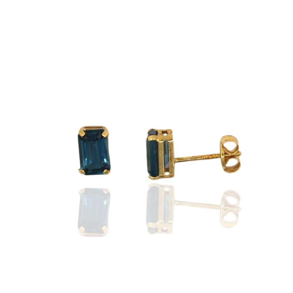 Pendientes Oro Amarillo Topacio LondonBlue Rectangular