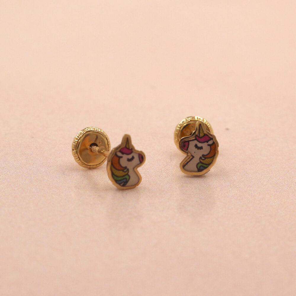 Pendientes Unicornio Oro Amarillo