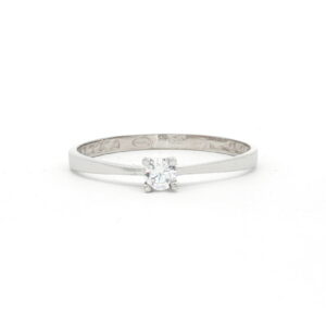anillo solitario oro blanco circonitas