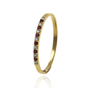 anillo oro amarillo con rubies y circonitas