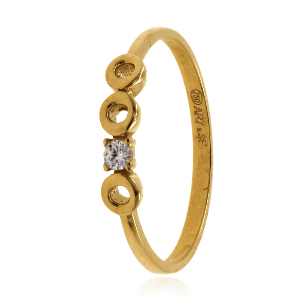 Anillo Circonita Oro Amarillo 1 Grapa 3 Círculos