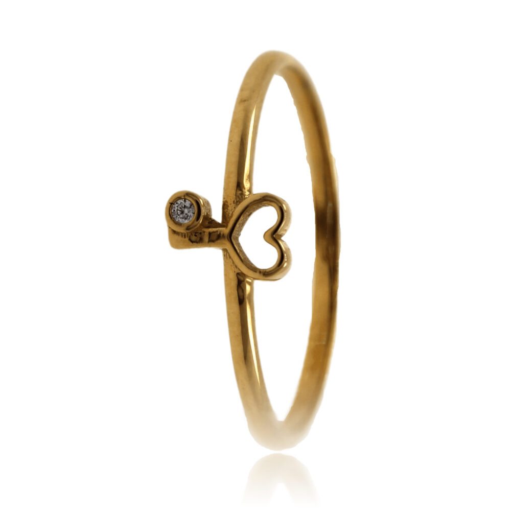 Anillo Circonita Oro Amarillo llave/corazón