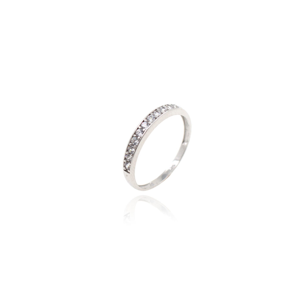 Anillo Oro Blanco Carril Circonitas