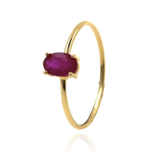 anillo oro amarillo con rubi oval