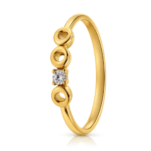 Anillo Circonita Oro Amarillo 1 Grapa 3 Círculos