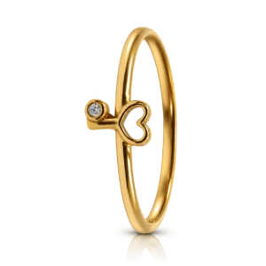 Anillo Circonita Oro Amarillo llave/corazón