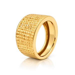 anillo oro amarillo ancho con cortes diamantados
