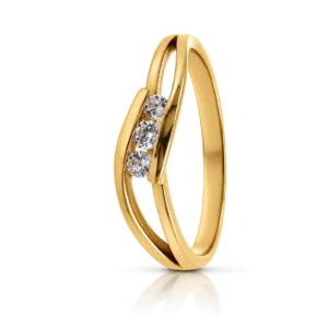 Anillo Oro Amarillo 3 Circonitas Ondas