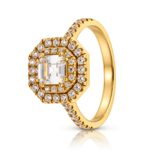 Anillo Oro Amarillo Circonita Rosetón Octogonal