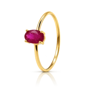 anillo oro amarillo con rubi oval