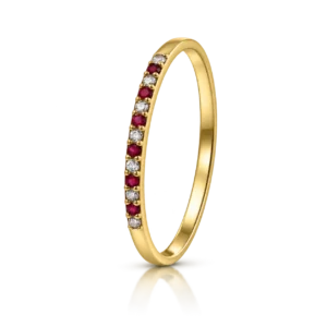 anillo oro amarillo con rubies y circonitas