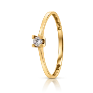 Anillo Solitario 4 Grapas Oro Amarillo