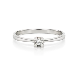 anillo circonita oro blanco solitario