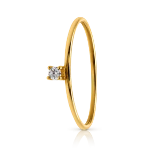 Anillo Solitario Circonita Oro Amarillo 4 Grapas lateral