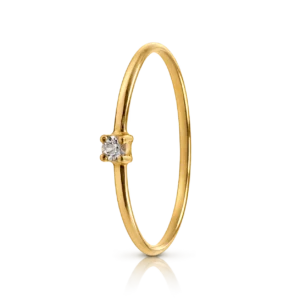 Anillo Solitario Circonita Oro Amarillo Grapa