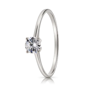 Anillo Solitario Circonita Oro Blanco Grapas