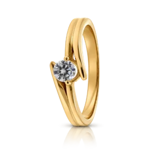 Anillo Solitario Oro Amarillo  Circonita Brazos Cruzados