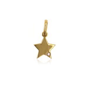 Charm Colgante Estrella Oro Amarillo con Diamante