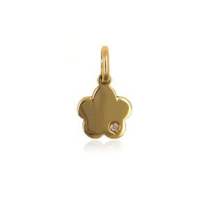 Charm Colgante Flor Oro Amarillo con Diamante