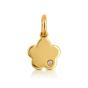 Charm Colgante Flor Oro Amarillo con Diamante