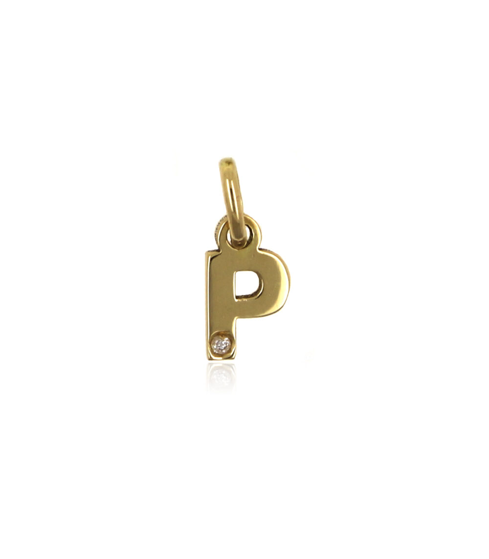 Charm Colgante Inicial Oro Amarillo con Diamante - Imagen 7