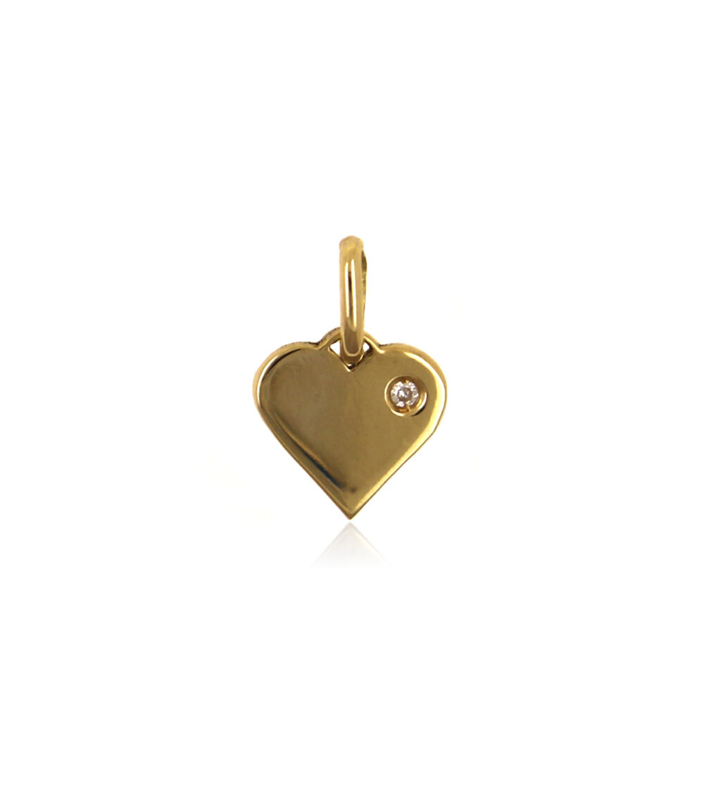 Charm Colgante Corazon Oro Amarillo con Diamante