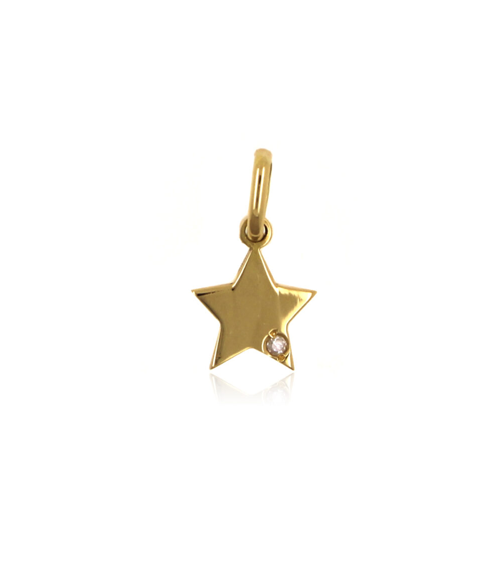 Charm Colgante Estrella Oro Amarillo con Diamante