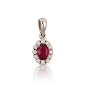 Colgante Oro Blanco con Diamantes Rubí 0 05ct