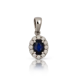 Colgante Oro Blanco con Diamantes Zafiro 0 05ct