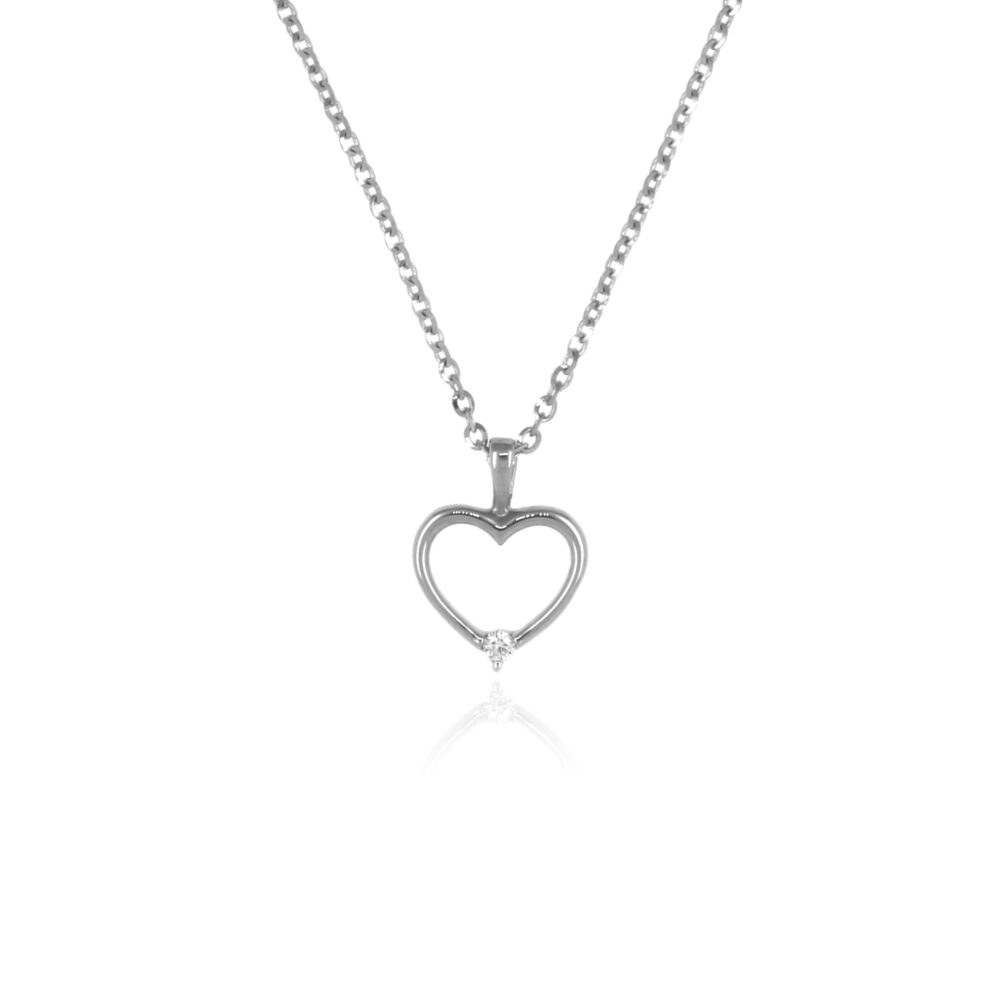 Gargantilla Corazón Diamante 0.02ct Oro Blanco