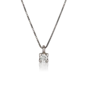 Gargantilla 4 Garras Oro Blanco Diamantes 0.08ct
