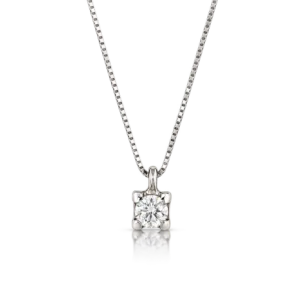 Gargantilla 4 Garras Oro Blanco Diamantes 0.12ct