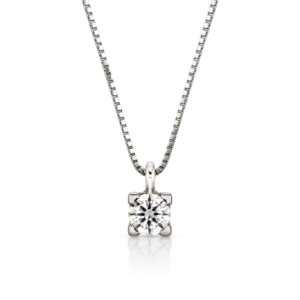 Gargantilla 4 Garras Oro Blanco Diamantes 0.16ct