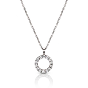 Gargantilla Circulo Oro Blanco y Circonitas