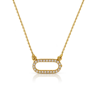 Gargantilla Circulo Oval Oro Amarillo y Circonitas