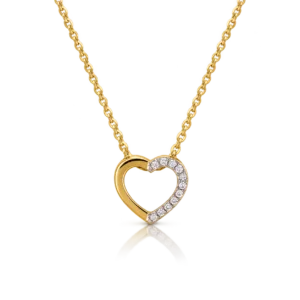 Gargantilla Corazón mitad Diamantes 0.04ct Oro Amarillo