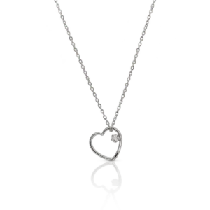 Gargantilla Corazon oro blanco brillante 0 01ct