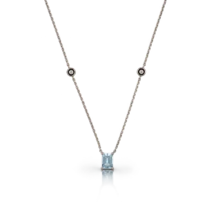 Gargantilla de Aguamarina y Diamantes en Oro Blanco 18kt