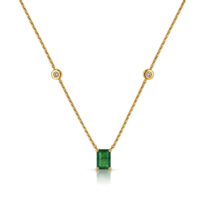Gargantilla de Esmeralda y Diamantes en Oro Amarillo 18kt