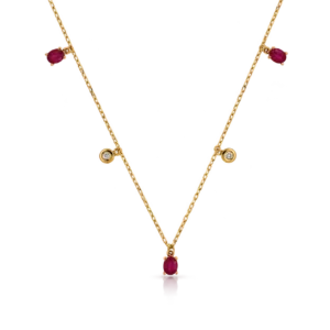 Gargantilla de Rubíes y Diamantes en Oro Amarillo 18kt