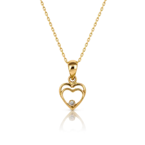 Gargantilla Doble Corazón Diamante 0.015ct Oro Amarillo