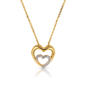 Gargantilla Doble Corazón Diamantes 0.007ct Oro Amarillo