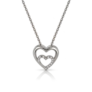 Gargantilla Doble Corazón Diamantes 0.007ct Oro Blanco