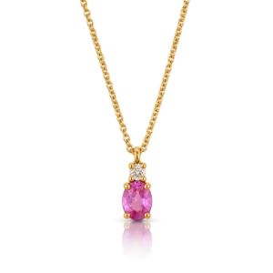 Gargantilla Oro Amarillo con Diamante 0 03 Zafiro Rosa