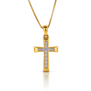 Gargantilla Oro Amarillo con Diamantes 0 04ct Cruz