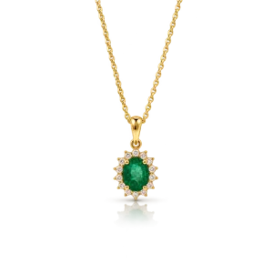 Gargantilla Oro Amarillo Diamantes y Esmeralda