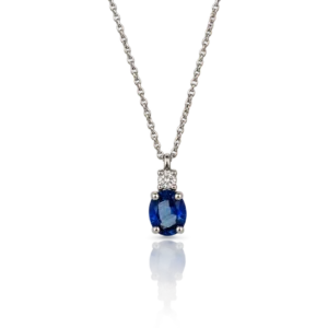 Gargantilla Oro Blanco con Diamantes 0 03ct Zafiro