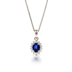 Gargantilla Oro Blanco Diamantes y Zafiro